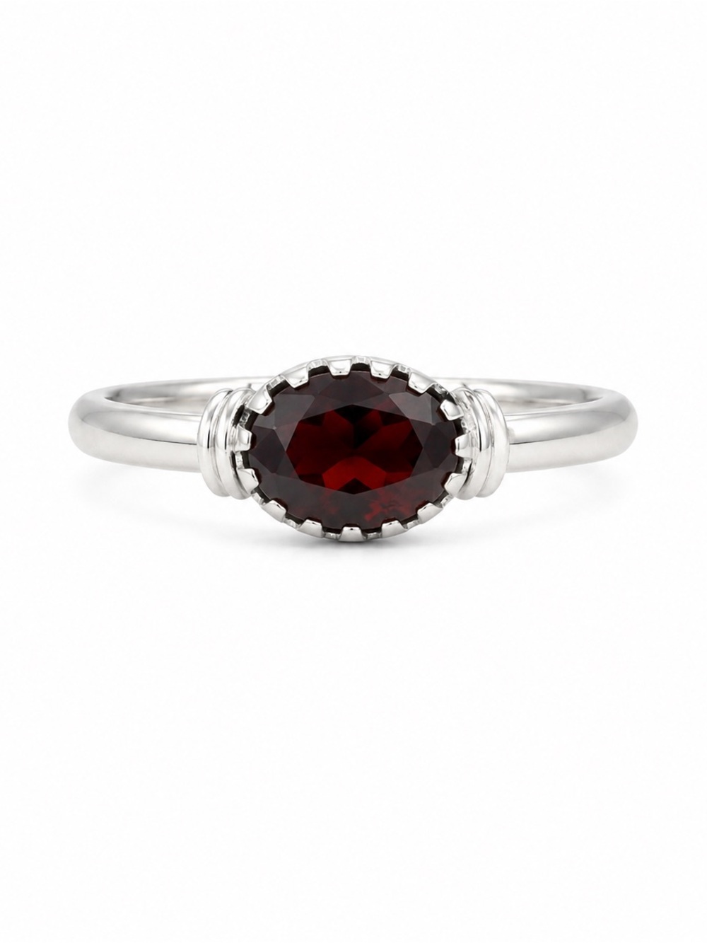 S925 Garnet East West Legacy Ring
